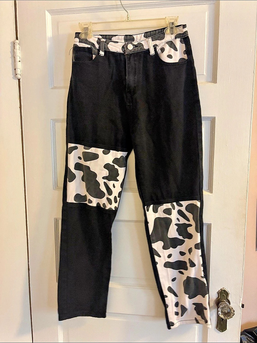 Cider Cowgirl Tracy'Small Cow Print Jeans Black & White Small